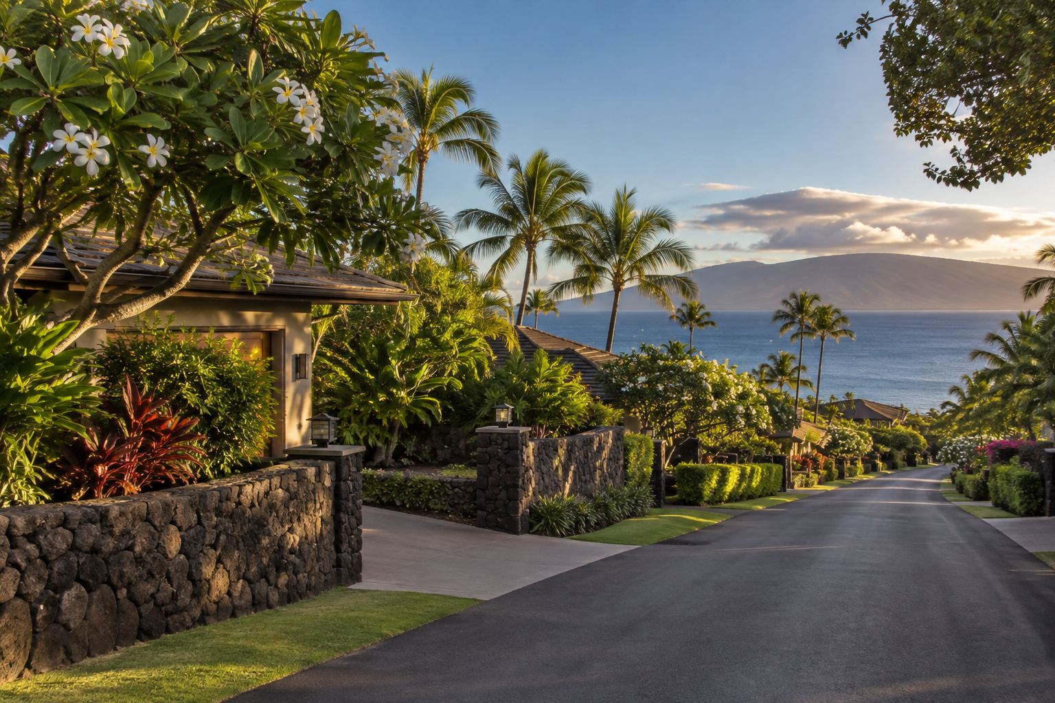 A West Maui, Hawaii residential street, illustrative